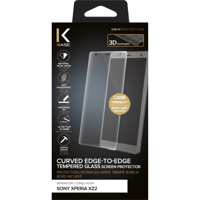 Protection d'&eacute;cran en verre tremp&eacute; Bord &agrave; Bord Incurv&eacute; pour Sony Xperia XZ2, Transparent