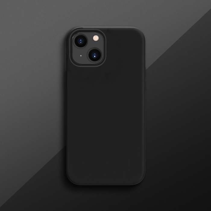 Coque antichoc en gel de silicone doux pour Apple iPhone 13 mini, Noir satin