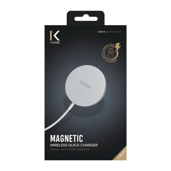 Caricatore rapido wireless magnetico (15W), bianco argento