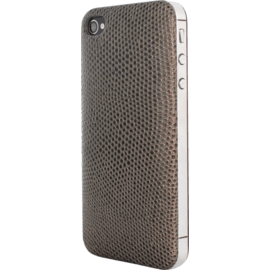 Coque arri&egrave;re pour Apple iPhone 4/4S, Cuir de veau v&eacute;ritable Bronze, motif l&eacute;zard
