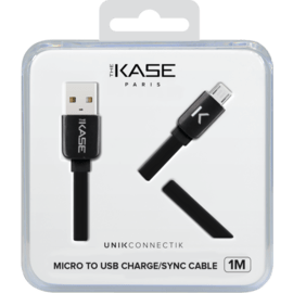 Flat cable to Micro USB (1m) for Android, Cool Black