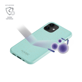Coque antibact&eacute;rienne vegan bio 100 % z&eacute;ro d&eacute;chet pour Apple iPhone 12 mini, Vert Brumeux
