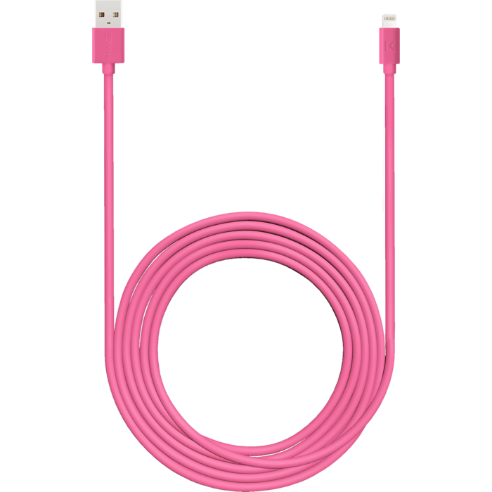 C&acirc;ble Lightning certifi&eacute; MFi Apple Charge/Sync (3M), Pink Bonbon
