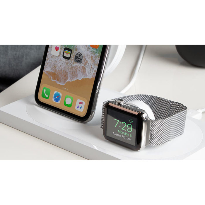Station de recharge sans fil 7,5W pour iPhone et Apple Watch blanc