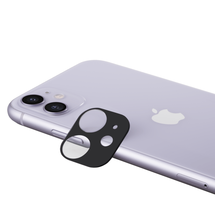 (O) Protection pour objectif d'appareil photo premium en verre tremp&eacute; Apple iPhone 11, Noir