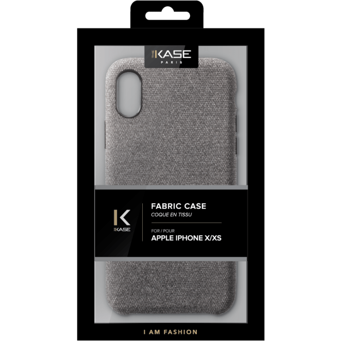 Coque en tissu pour Apple iphone X/XS, gris clair