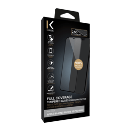 Protection d'&eacute;cran en verre tremp&eacute; (100% de surface couverte) pour Apple iPhone 12 Pro Max, Noir