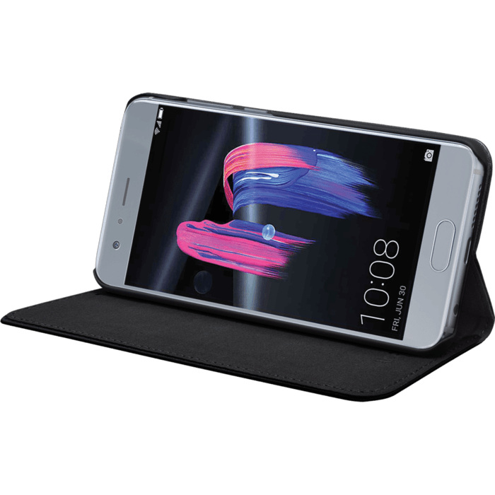 Coque clapet folio avec fente pour cartes & support pour Huawei Honor 9, Noir