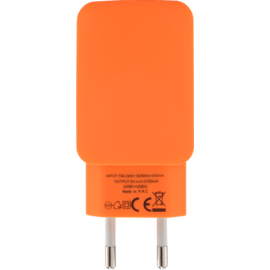 Universal Dual USB Charger (EU) 3.1A, Vibrant Orange
