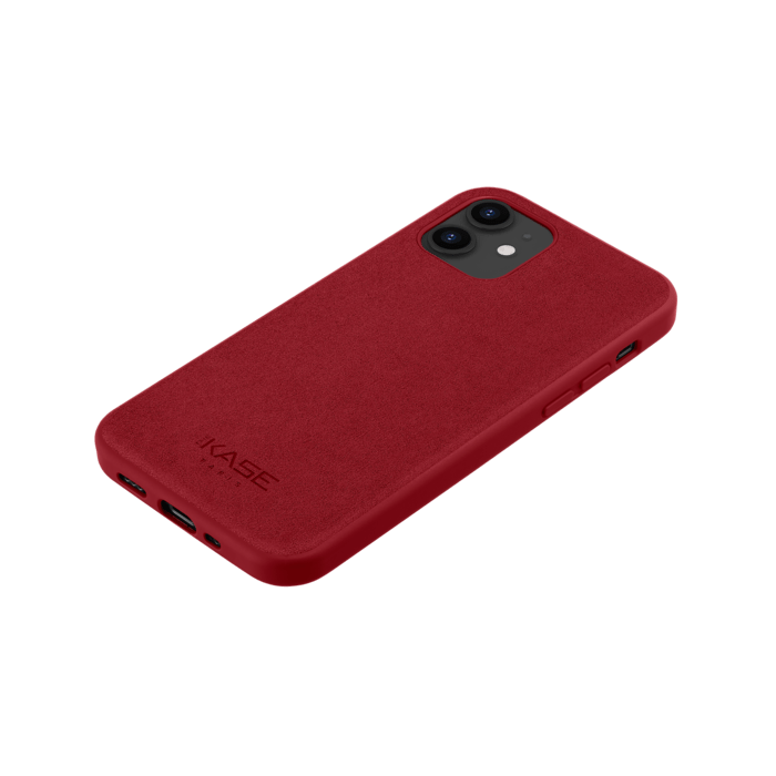 Coque en Su&egrave;de Alcantara pour Apple iPhone 12 mini, Rouge rubis