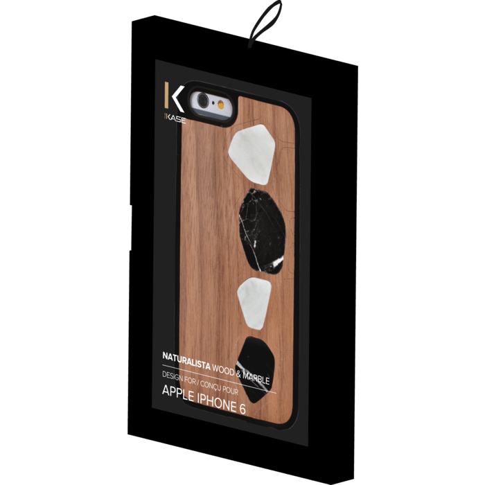 Naturalista Coque mabre-bois Noyer pour Apple iPhone 6/6s, Blanc & Noir
