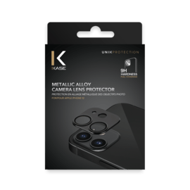 Protection en alliage m&eacute;tallique des objectifs photo pour Apple iPhone 12, Noir Onyx