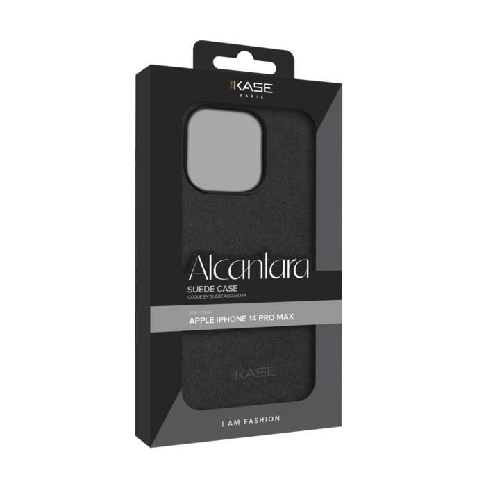 Coque en Su&egrave;de Alcantara pour Apple iPhone 14 Pro Max, Minuit Noir