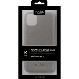 Coque en Su&egrave;de Alcantara pour Apple iPhone 11, Gris tourterelle