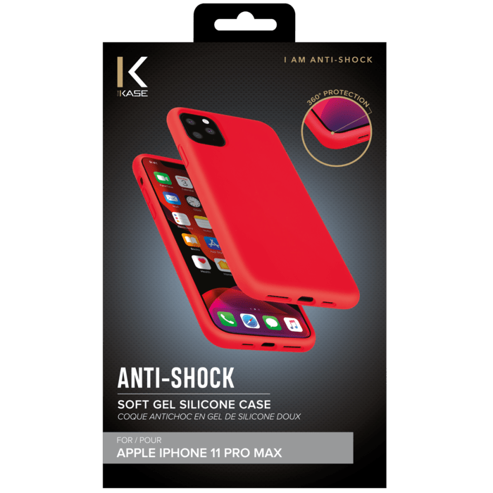 Coque antichoc en gel de silicone doux pour Apple  iPhone 11 Pro Max, Rouge Ardent
