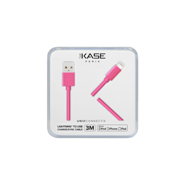 C&acirc;ble Lightning certifi&eacute; MFi Apple Charge/Sync (3M), Pink Bonbon