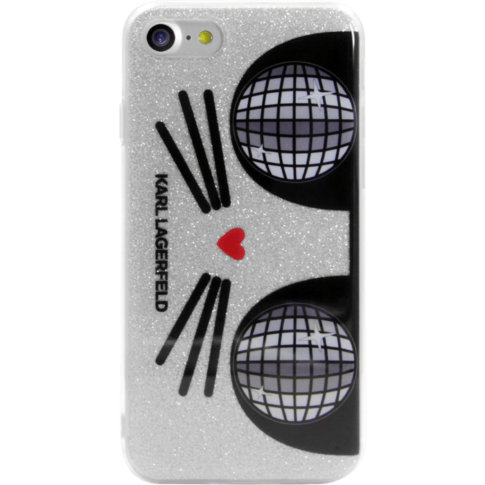 Karl Lagerfeld Koctail Choupette coque pour Apple iPhone 7/8/SE 2020, &Eacute;tincelante Argent