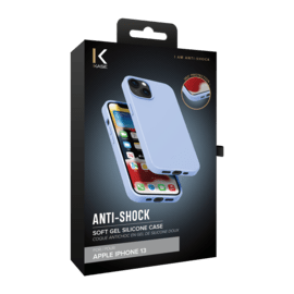 Coque antichoc en gel de silicone doux pour Apple iPhone 13, Bleu Lilas