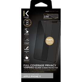 Case Full Coverage Privacy Tempered Glass Screen Protector for Apple iPhone XR/11, Black