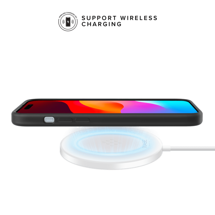 Coque antichoc en gel de silicone doux pour 55% de plastique recyclé Apple iPhone 15, Noir satin