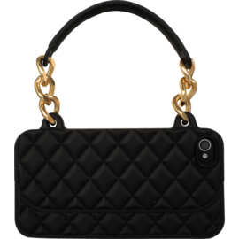 Coque pour Apple iPhone 4/4S, Sac &agrave; main matelass&eacute; silicone, Noir