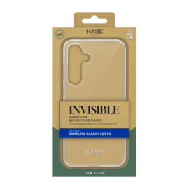 Coque hybride invisible fabriqu&eacute; avec 83% de plastique recycl&eacute; pour Samsung Galaxy S24 5G, Transparente
