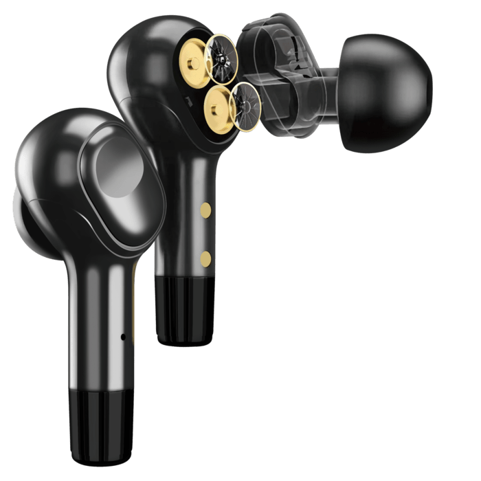 Écouteurs sans fil Sonik Pro intra-auriculaires avec boîtier de chargement, Noir onyx