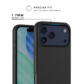 Coque antichoc en gel de silicone doux pour 55% de plastique recycl&eacute; Apple iPhone 17 Pro, Noir satin