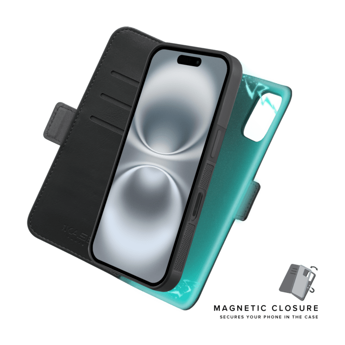 Etui & Coque robuste magn&eacute;tique 2-en-1 pour Apple iPhone 16, Noir Onyx