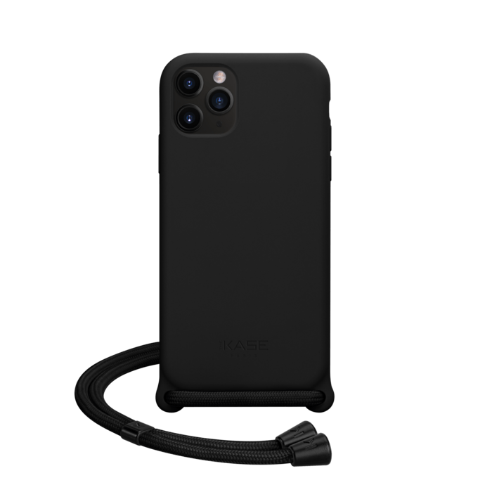 Custodia in silicone gel con cinturino a tracolla per Apple iPhone 11 Pro,  nero satinato | Apple iPhone 11 Pro | The Kase