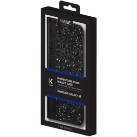 Coque Clapet Bling Strass pour Samsung Galaxy S8, Minuit Noir