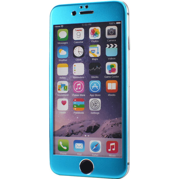 Protection d'&eacute;cran en Alliage de Titane et verre tremp&eacute; pour Apple iPhone 6/6s, Bleu