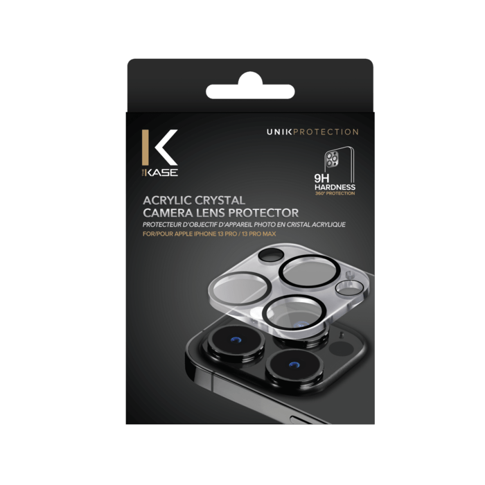 Protecteur d'objectif d'appareil photo en cristal acrylique pour Apple iPhone14 Pro/14 Pro Max, transparent