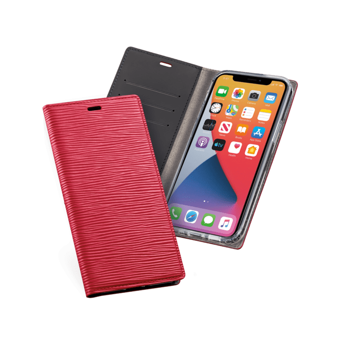 Diarycase 2.0 Coque clapet en cuir v&eacute;ritable avec support aimant&eacute; pour Apple iPhone 12 mini, Rouge Bordeaux