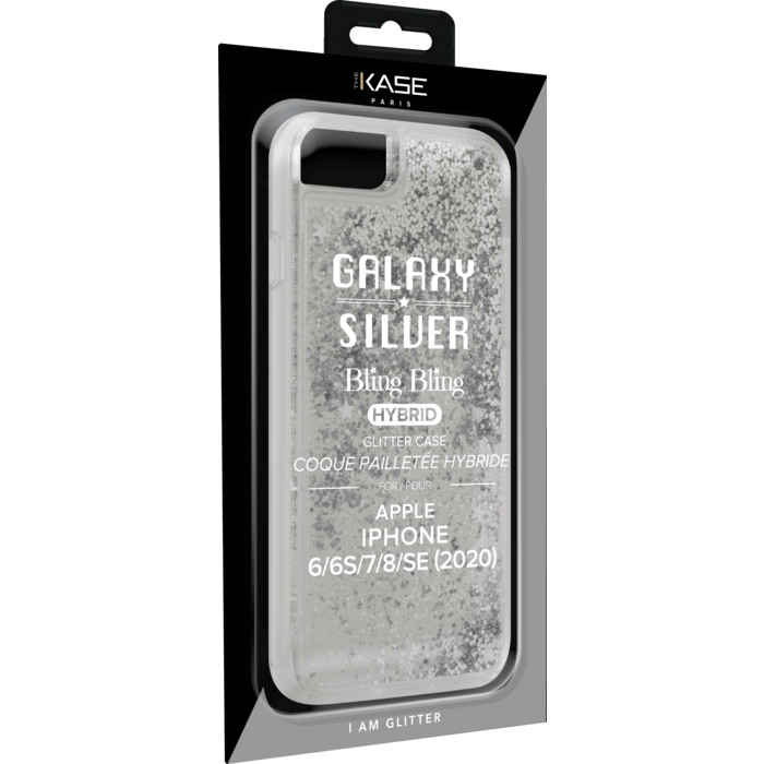Bling Bling Hybrid Glitter Case 2.0 for Apple iPhone 6/6S/7/8/SE 2020, Galaxy Silver