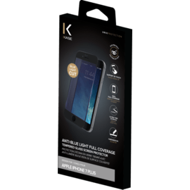 Case Anti-Blue light Full Coverage Tempered Glass Screen Protector for iPhone 7 Plus, Black