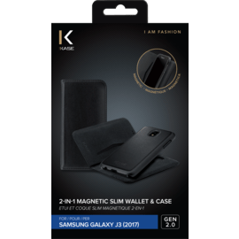 Étui et Coque slim magnétique 2-en-1GEN 2.0 pour Samsung Galaxy Galaxy J3 (2017), Noir (v. EU/Asie - J330FDS & J330GDS)