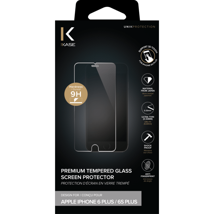 Protection d'&eacute;cran premium en verre tremp&eacute; pour Apple iPhone 6 Plus/6s Plus, Transparent