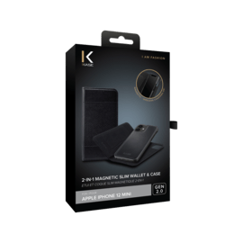 &Eacute;tui et Coque slim magn&eacute;tique 2-en-1 GEN 2.0 pour Apple iPhone 12 mini, Noir
