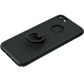 Coque Fine avec Anneau Accroche et Support pour Apple iPhone 7, Noir