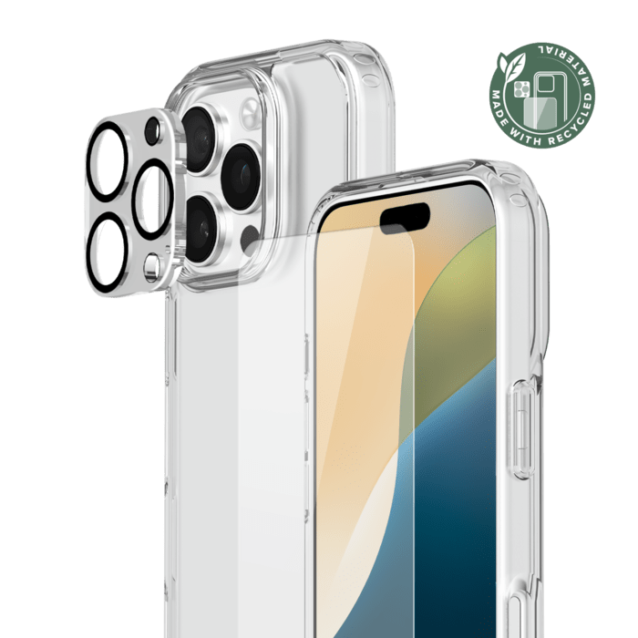 Pack combin&eacute; 3 en 1 (Coque Hybride Invisible, &Eacute;cran en Verre Tremp&eacute; de Qualit&eacute; Sup&eacute;rieure et Protecteur de l&rsquo;objectif de la cam&eacute;ra) pour Apple iPhone 16 Pro, Transparente