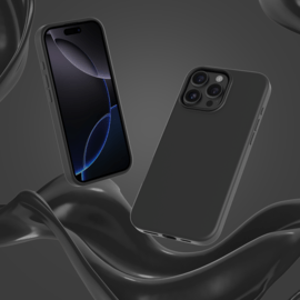 Coque antichoc en gel de silicone doux pour 55% de plastique recycl&eacute; Apple iPhone 16 Pro, Noir satin