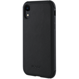 Coque robuste en cuir v&eacute;ritable pour iPhone XR, Noir de jais