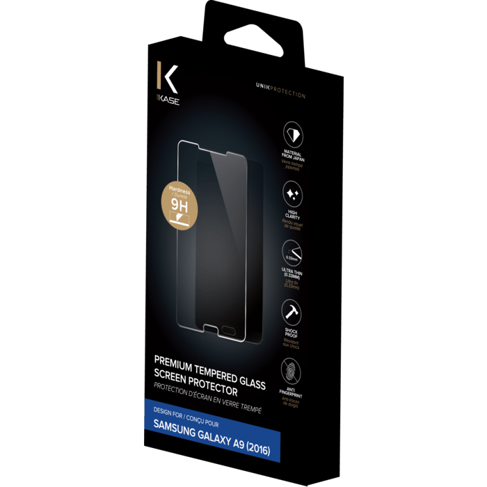 Protection d'&eacute;cran premium en verre tremp&eacute; pour Samsung Galaxy A9(2016), Transparent