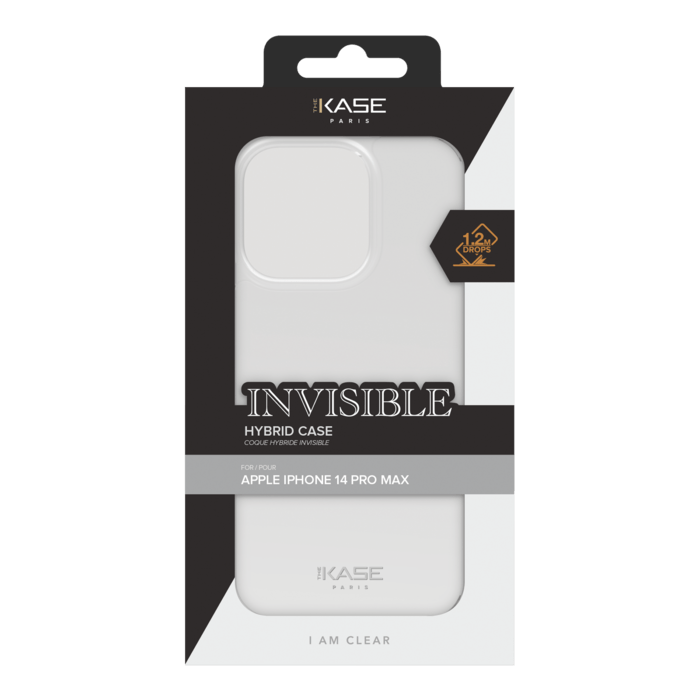 Coque hybride invisible pour Apple iPhone 14 Pro Max, Transparente