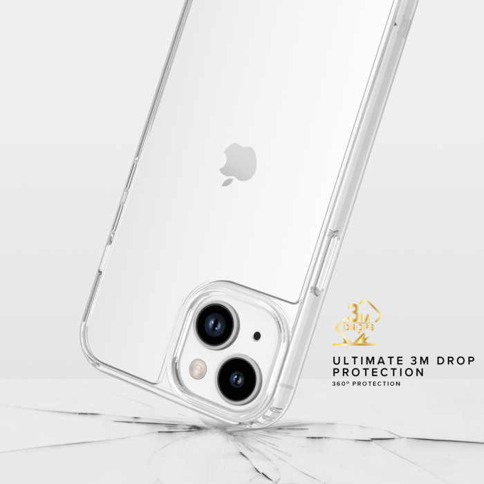 Coque antibact&eacute;rienne antichoc hybride invisible pour Apple iPhone 14, Transparente