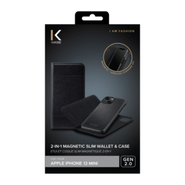 &Eacute;tui et Coque slim magn&eacute;tique 2-en-1 GEN 2.0 pour Apple iPhone 13 mini, Noir