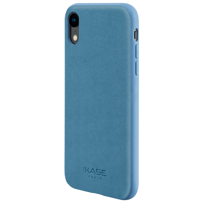 Coque en Su&egrave;de Alcantara pour Apple iPhone XR, Bleu Cr&eacute;puscule