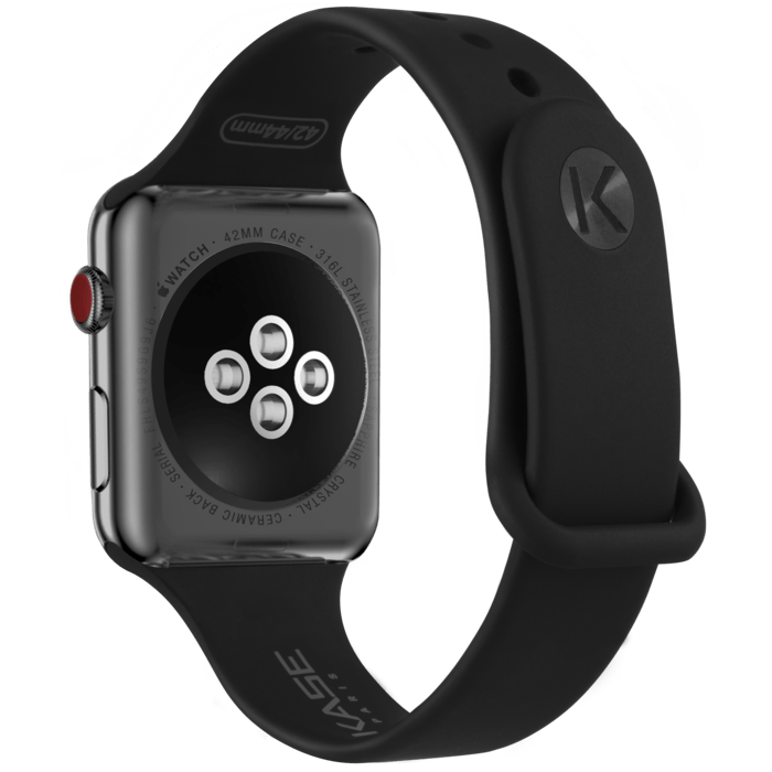 Cinturino in silicone morbido gel per Apple Watch® serie 1/2/3/4 42 / 44mm, nero jet