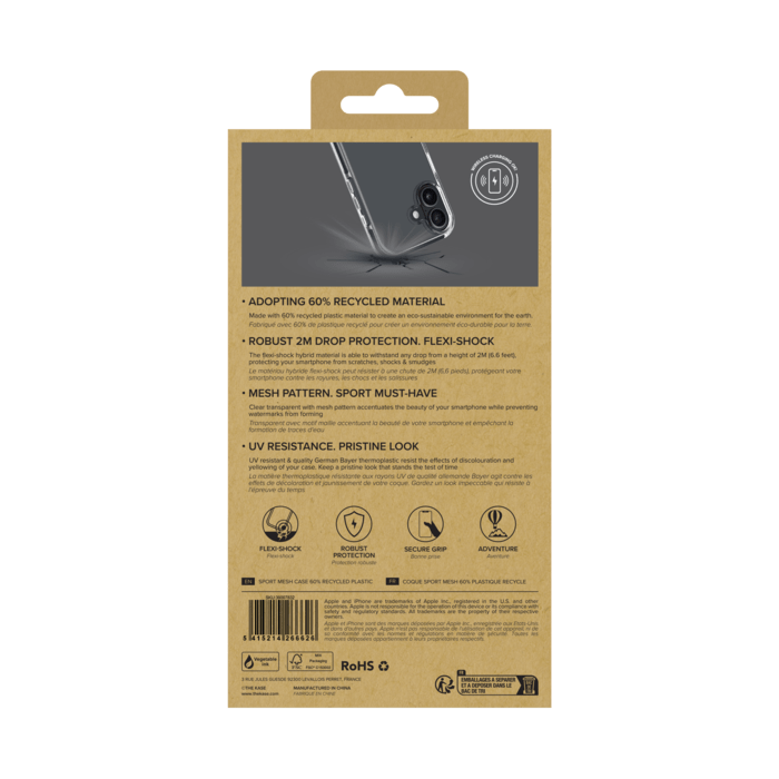 Coque Sport mesh pour 60% de plastique recycl&eacute; Apple iPhone 17, Noir